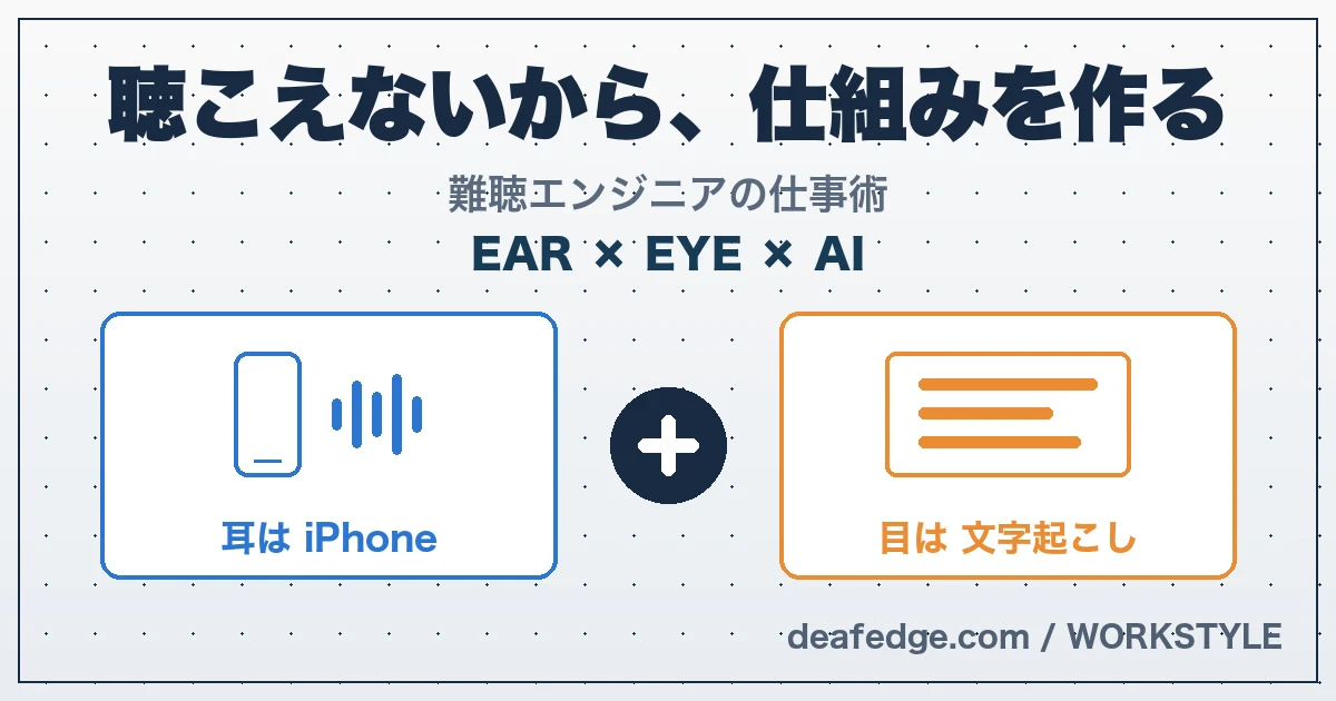 耳はiPhone＋目は文字起こしという難聴エンジニアの二刀流を示したアイキャッチ